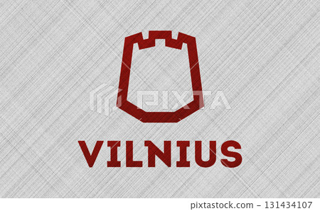 The official flag of the capital of Lithuania, Vilnius, on fabric texture. Conceptual collage. Illustration 131434107