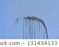 The coarse texture of a dark blue wall with a bold stain. The rough texture of a deep blue wall with an ink blot. The concept of background and textured surface. 131434133