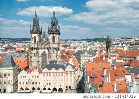The church of our Lady Before Tyn dominating the old town square in prague 131434329