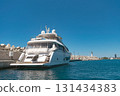 Luxury yacht moored in Limassol Marina against clear sky. Cyprus 131434383