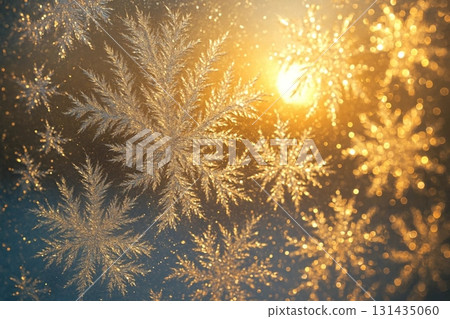 White Snowflakes on Frosted Window 131435060