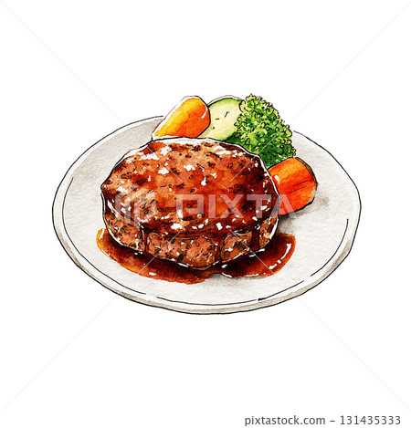漢堡牛排圖解：西式蔬菜盤的簡單剪紙 131435333