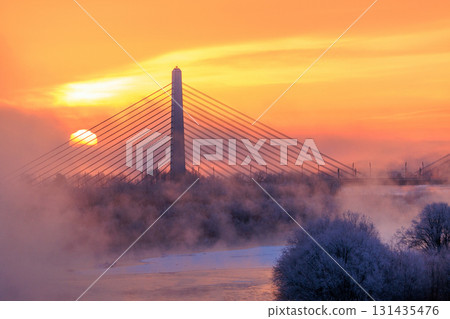 River fog on the Tokachi River 131435476