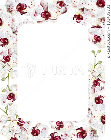 Wedding invitation card with red orchid flowers. Wedding invitation card with red orchid flowers. 131435833