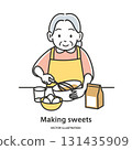 Elderly woman making sweets 131435909