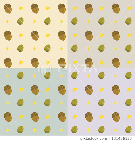 Seamless pattern of autumn acorns with ginkgo trees flying Seamless pattern of autumn acorns with ginkgo trees flying 131436133