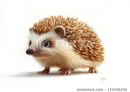 Adorable hedgehog portrait with spikes in a cute animal illustration for wildlife art enthusiasts 131436204