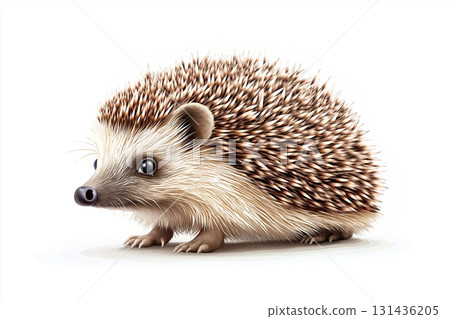 Hedgehog animal with spines in cute nature wildlife portrait of adorable small mammal 131436205