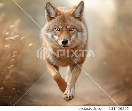 Majestic coyote running in the wild, nature photography with beautiful animal details captured Majestic coyote running in the wild, nature photography with beautiful animal details captured 131436295