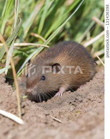 Rodent wildlife in nature: a small brown animal outdoors in a natural field habitat 131436398