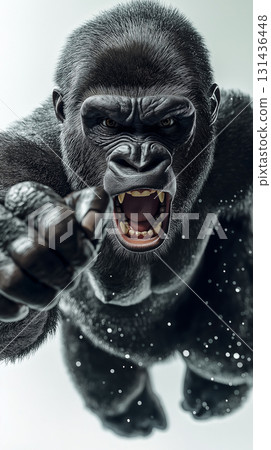 Gorilla wildlife primate animal in jungle habitat endangered nature mammal conservation 131436448