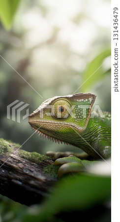 Reptile chameleon lizard in green nature capturing wildlife animal camouflage jungle exotic beauty 131436479