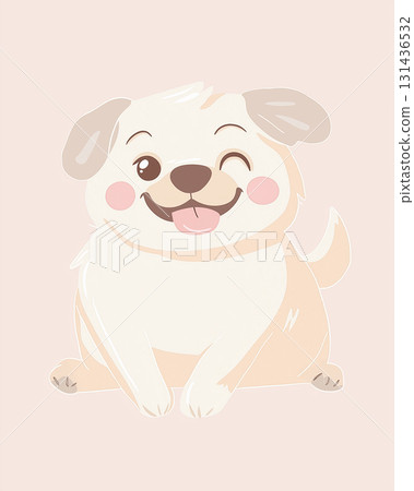 Adorable puppy cartoon illustration of a cute and happy dog with a cheerful smile and fluffy fur 131436532