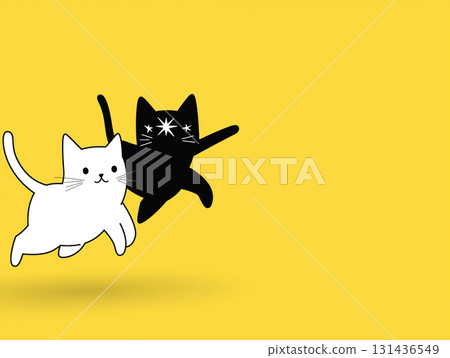 Adorable cat breed illustration featuring playful companions in a graphic art design 131436549