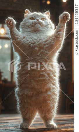 Charming Persian feline fluffy and adorable playful pet in a cozy indoor setting 131436557