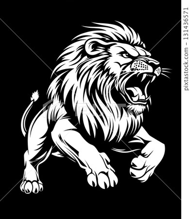 Roaring Lion in the Safari: A Majestic Wildlife Symbol with a Powerful Mane Roaring Lion in the Safari: A Majestic Wildlife Symbol with a Powerful Mane 131436571