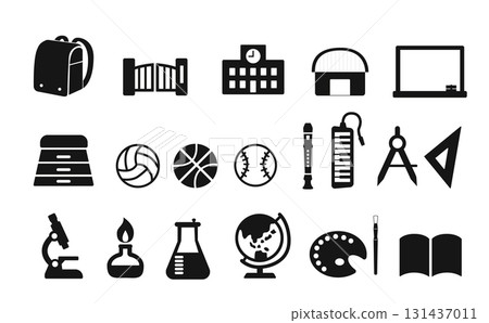 學校主題剪影圖示集（黑色） 131437011