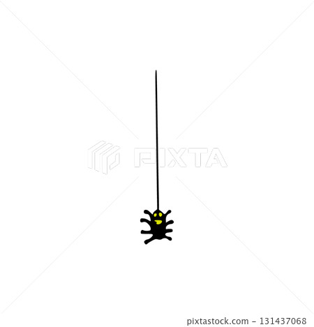 Halloween Hanging Spider, Cute Cartoon Black Graphic, Isolated Vector Illustration for Sticker or Poster Design 131437068