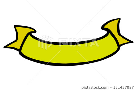 Halloween Doodle Ribbon, Cute Cartoon Graphic in Neon Green Yellow Colors. Isolated Vector Illustration for Sticker or Poster Design 131437087