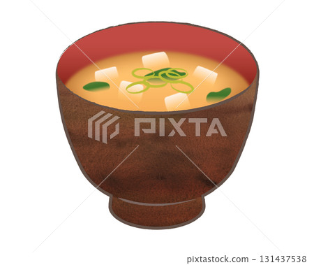 使用模擬水彩紋理的味噌湯插圖 131437538