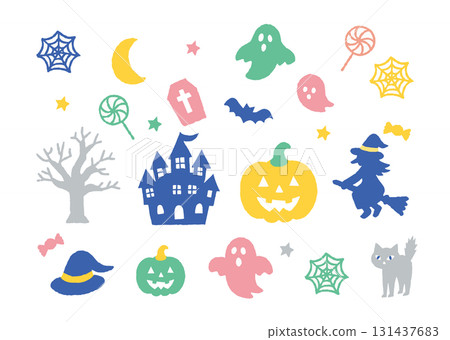 一套可愛的萬聖節圖示_顏色 131437683