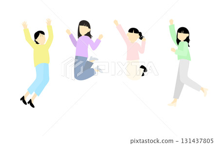 A woman jumping energetically 131437805