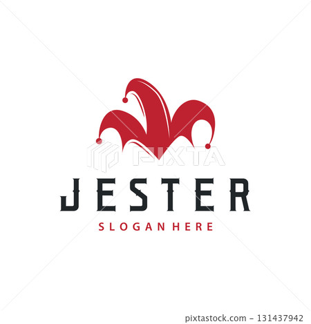 Simple illustration template jester hat logo minimalist joker clown design Simple illustration template jester hat logo minimalist joker clown design 131437942