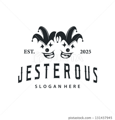 Simple illustration template jester hat logo minimalist joker clown design 131437945