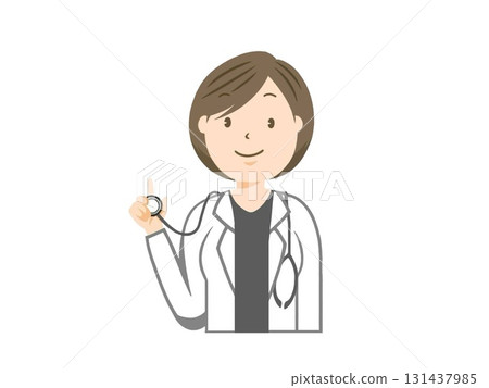 Illustration of a female doctor working at a hospital 131437985