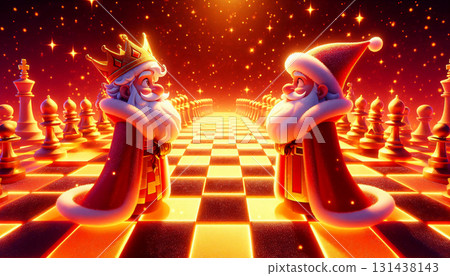 Endless red-and-gold checkerboard glowing with frost 131438143