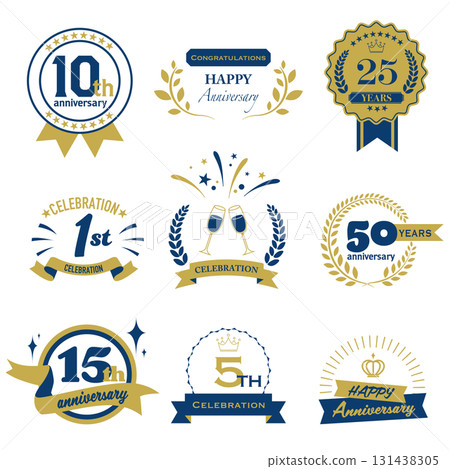 Set of celebration logos.Vector illustration on white background. Set of celebration logos.Vector illustration on white background. 131438305