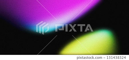 Abstract poster background purple green grainy gradient shapes on black backdrop noise texture banner header cover design 131438324