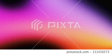 Grainy gradient background purple orange vibrant abstract glowing color wave black dark backdrop, noise texture banner poster header design 131438573
