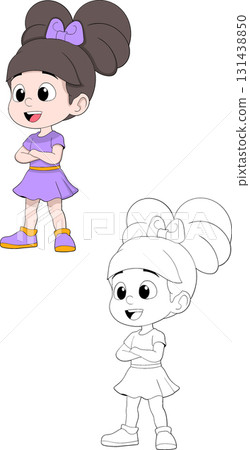 Cute Cheerleader Girl in Confident Pose Illustration Cute Cheerleader Girl in Confident Pose Illustration 131438850