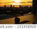Sunset over the Yodo River 131438926