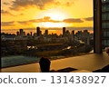 Sunset seen from the rooftop of a building 131438927