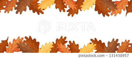 Seamless border with oak leaves on top and bottom Seamless border with oak leaves on top and bottom 131438957