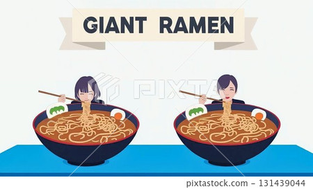 Giant Ramen Eating Contest Illustration 131439044