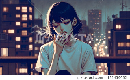 一個女人抽煙 一個女人抽煙 131439062