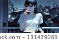 A woman smoking a cigarette 131439089