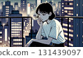 A woman smoking a cigarette 131439097