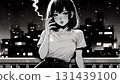 A woman smoking a cigarette 131439100
