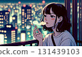 A woman smoking a cigarette 131439103