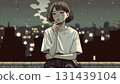 A woman smoking a cigarette 131439104
