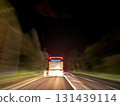 Tourist bus traveling in the dark 131439114
