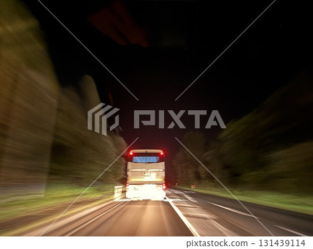 Tourist bus traveling in the dark Tourist bus traveling in the dark 131439114