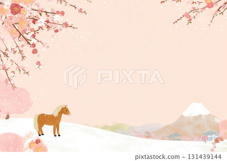 New Year's card background material Year of the Horse 131439144
