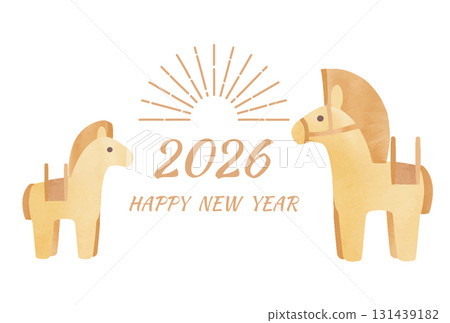 埴輪馬新年賀卡模板 131439182