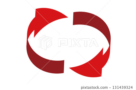 3D style curved arrow, single, red 3D style curved arrow, single, red 131439324