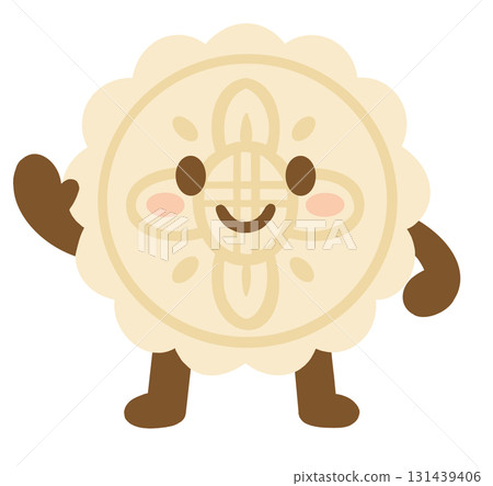 正在打招呼擬人化的月餅 131439406